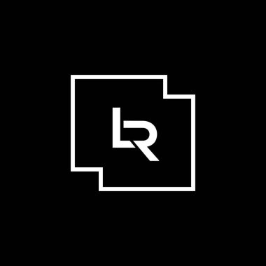 LR. İki harfli L & R. Lüks, basit, şık ve zarif LR logo tasarımı. Vektör resimleme şablonu.
