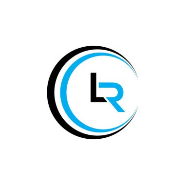 LR. İki harfli L & R. Lüks, basit, şık ve zarif LR logo tasarımı. Vektör resimleme şablonu.