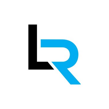 LR. İki harfli L & R. Lüks, basit, şık ve zarif LR logo tasarımı. Vektör resimleme şablonu.