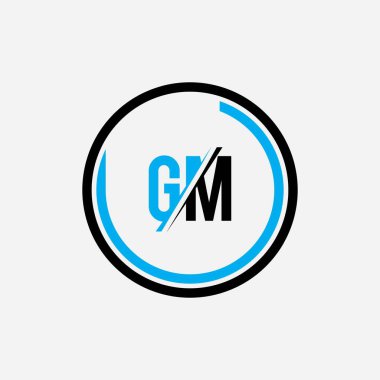 Olağanüstü profesyonel zarif trend muhteşem sanatsal siyah beyaz renk GM ilk tabanlı Alfabe simgesi logosu.