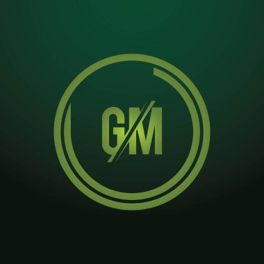 Olağanüstü profesyonel zarif trend muhteşem sanatsal siyah beyaz renk GM ilk tabanlı Alfabe simgesi logosu.