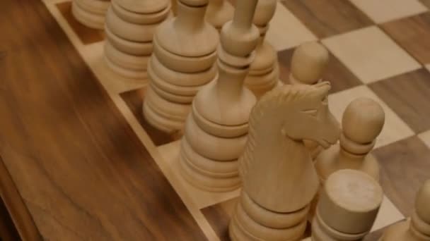 Шахматы Доске Close View Кружится Точный Выстрел — стоковое видео