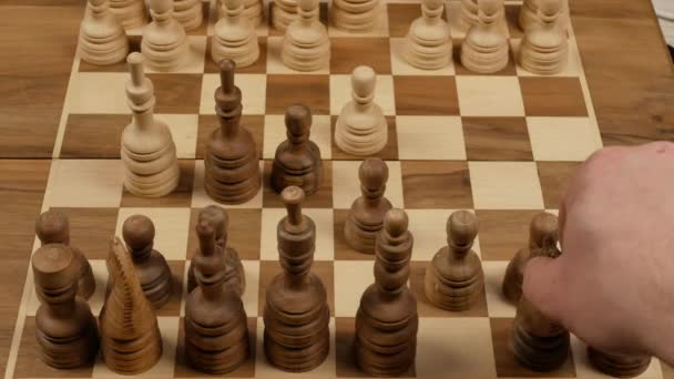 Рыцарь Атакует Фигура Шахматного Рыцаря Идет Вперед Игровой Процесс — стоковое видео