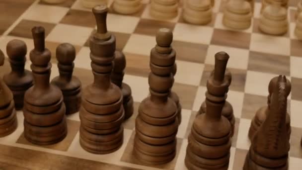 Šachovnice Figurkami Točí Kolem Pohled Zblízka Video — Stock video