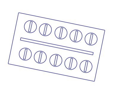 Beyaz arkaplandaki basit vektör çizimi tıbbi haplarla su toplaması şeklinde resmedilmiş..