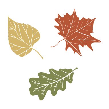 Soyut sonbahar, konsept tasarımı için siluet bırakır. Sonbahar ağacı yaprakları. Doğa arkaplan vektörü.