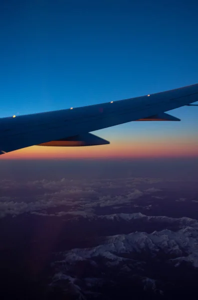 Cielo Atardecer Desde Avión —  Fotos de Stock