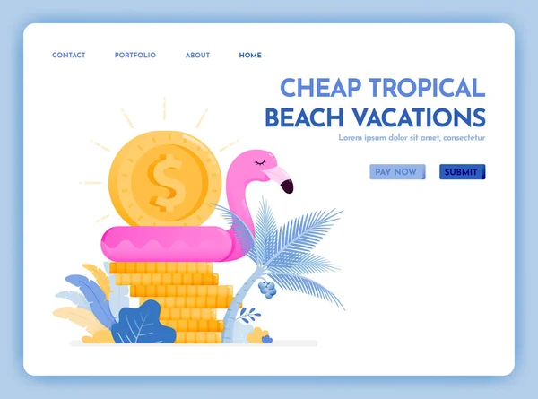 Sito Web Viaggio Con Tema Della Vacanza Mare Tropicale Buon — Vettoriale Stock