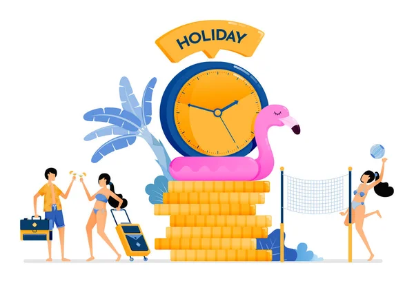 Tiempo Vacaciones Perfecto Durante Verano Las Playas Islas Tropicales Vacaciones — Vector de stock