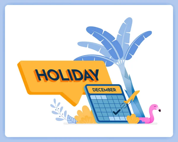 Vector Ilustración Escribir Vacaciones Cuadro Comentarios Calendario Fin Año Vacaciones — Vector de stock