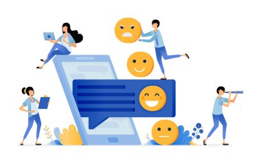 Geribildirim ve uygulama hizmetinin memnuniyeti için yorum olarak yüz ifadeleri verin. İniş sayfası, şablon, ui ux, web, mobil uygulama, poster, pankart, web sitesi, el ilanı, reklamlar için kullanılabilir