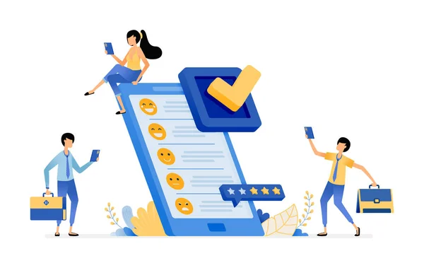 Rellenar Encuestas Para Recopilar Comentarios Calificaciones Satisfacción Del Cliente Concepto — Archivo Imágenes Vectoriales