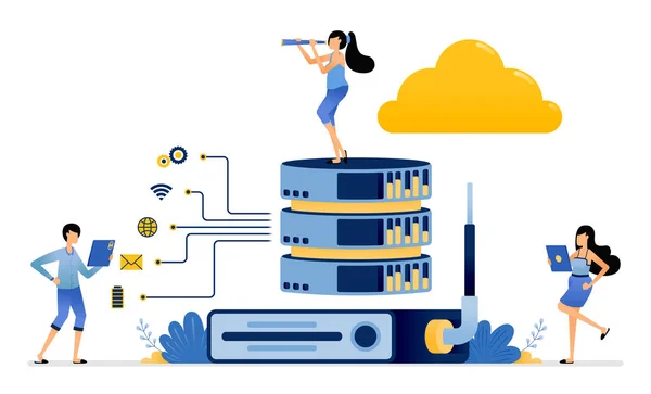 Illustration Der Router Hardware Hilft Das Netzwerk Für Die Speicherung — Stockvektor