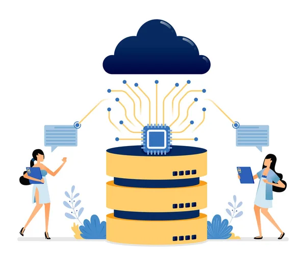 Illustration Eines Cloud Systems Das Zur Einfachen Kommunikation Mit Einem — Stockvektor