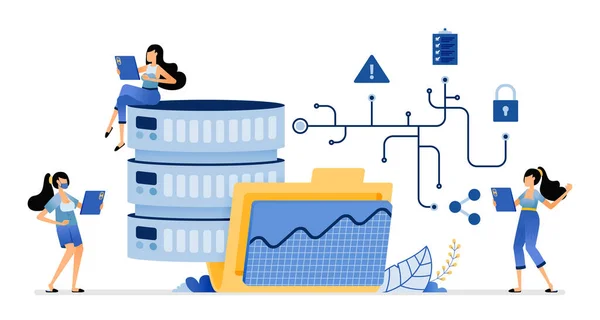 Illustrazione Dell Accesso Database Delle Prestazioni Nella Fornitura Servizi Dati — Vettoriale Stock