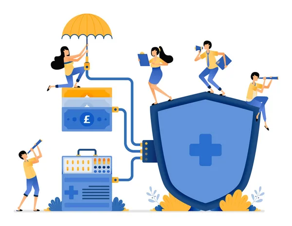 Ilustração Proteção Integral Saúde Dos Pacientes Garantia Dos Serviços Medicamentos —  Vetores de Stock