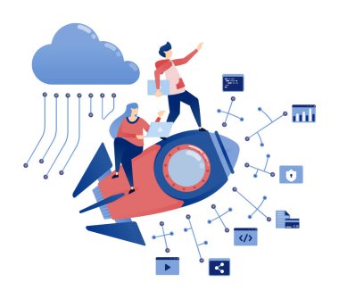 Roket fırlatma, iş ağı ve bulutlardaki büyümeyi sembolize ediyor