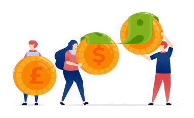 Küresel mali ticaret için para yatıran ve paylaşan insanlar