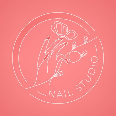 Kaplıca ve güzellik tasarımı için basit bir oje ve el bakım logosu.