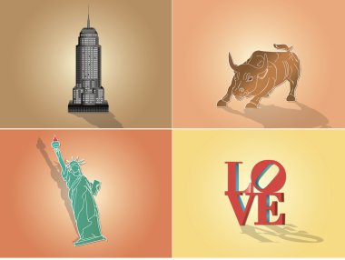 Simgeler, New York ABD ilgi illüstrasyon
