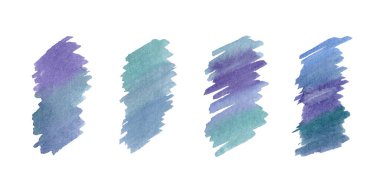 El çizimi Warecolor soyut mavi leke, vuruş seti