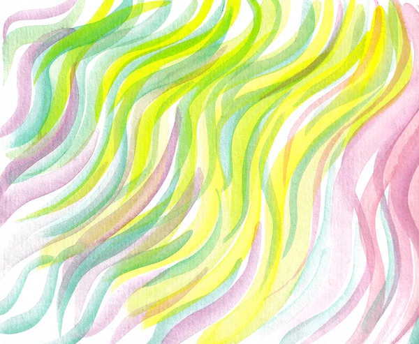 Hand Drawn Watercolor Abstract Background Multicolored Waves — Stockfoto