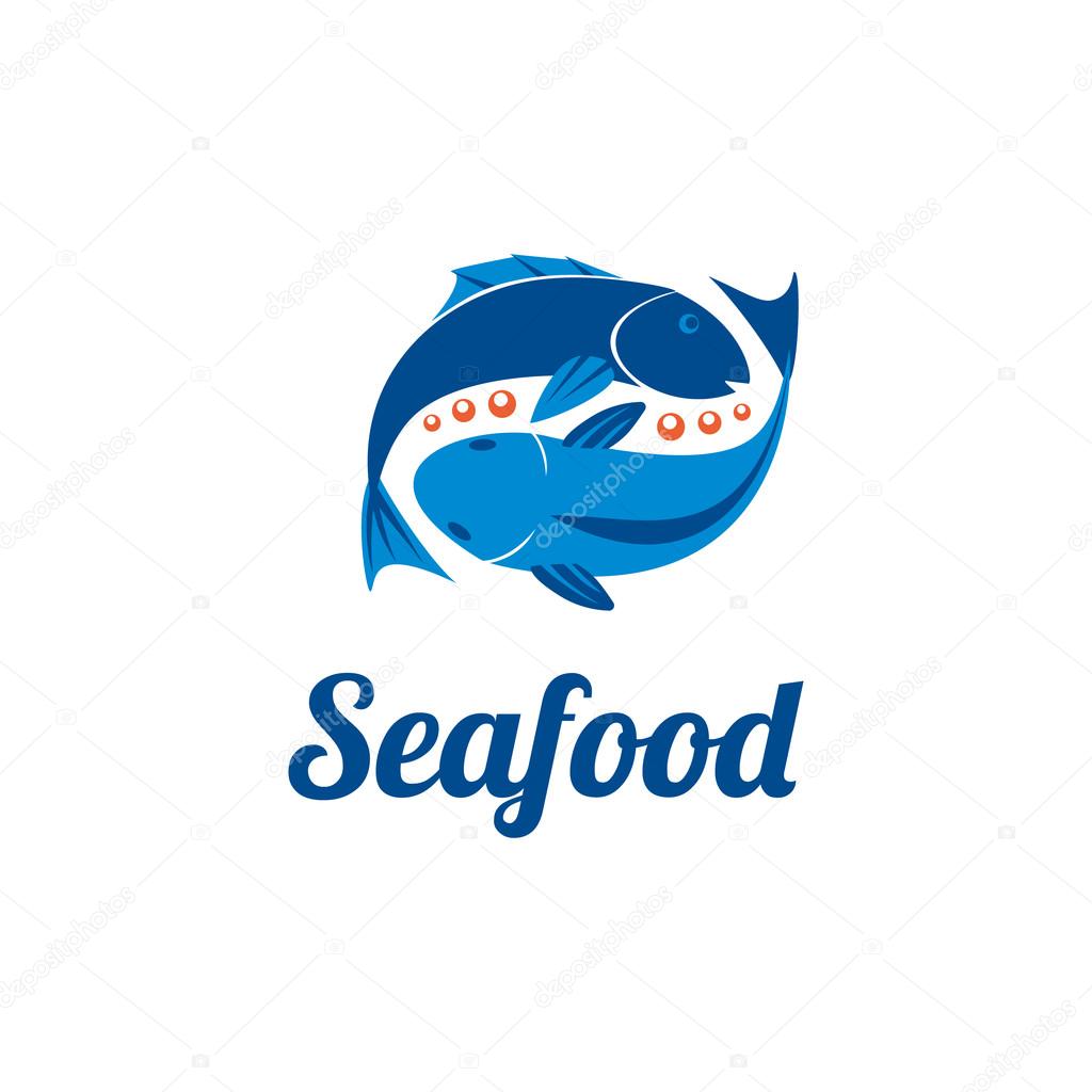 Sea Logotype with Two Fish and Caviar