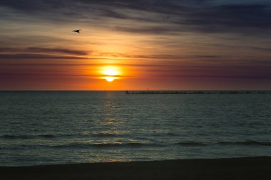 Güzel cennet denize, gündoğumu atış. Karadeniz. Mamaia. Constanta. Romanya. sıcak light.old zengin renkler.