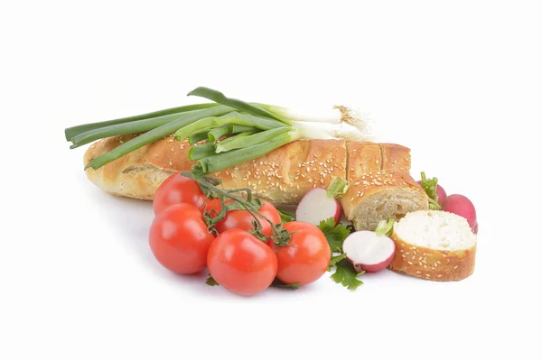 Fresh homemade natural bread  on white background — Stock Photo, Image