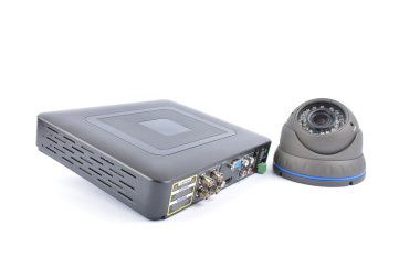 Digital Video Recorder and video surveillance dome cameras. clipart