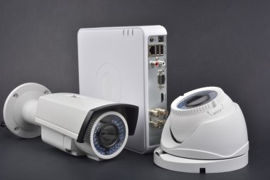 Digital Video Recorder and video surveillance camera clipart