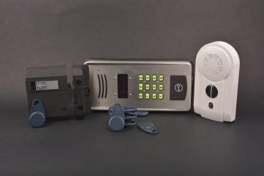 Interphone on dark background clipart
