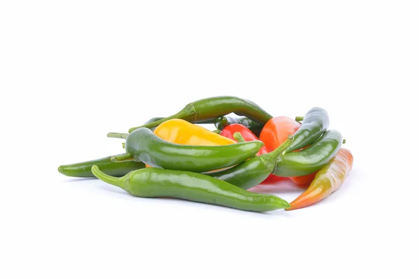 Red and green chilli pepper  on white background. — Stok fotoğraf