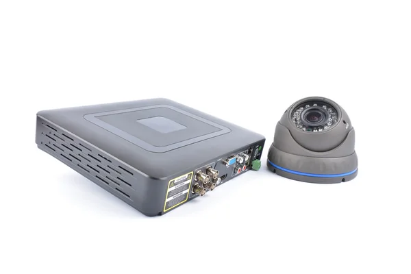 Digital Video Recorder and video surveillance dome cameras. — Stock Photo, Image