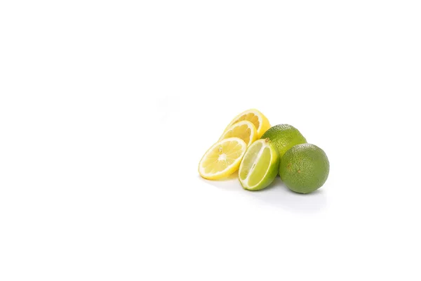 Fresh lime and lemon fruit on white background — Stock Photo, Image