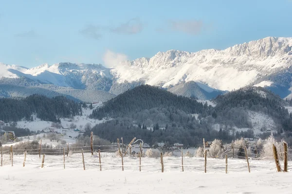 Sonniger Wintertag auf den wilden Hügeln Transsilvaniens. Rumänien. — Stockfoto