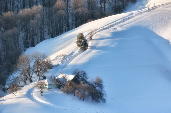 La poesia delle luci e della neve cristallina. Luci e ombre — Foto Stock