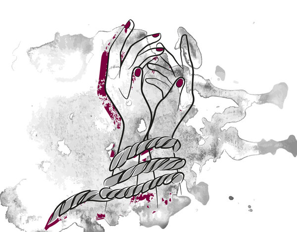 Женские руки связаны
