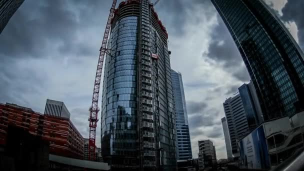 Timelapse of construction works at la defense's district — Stock Video