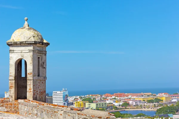 Utsikt över gamla stan från San Filipe de Barajas Castle i Cartagena, Colombia. — Stockfoto