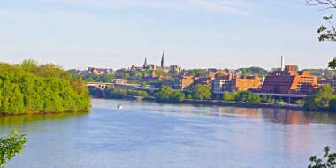 Georgetown Park Potomac nehri waterfront anahtar Köprüsü Manzaralı. 