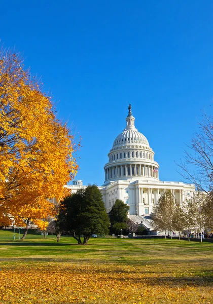 Capitol Hill Grunty Pod Niebieski Chytry Słoneczny Dzień Jesienią Jaskrawe — Zdjęcie stockowe