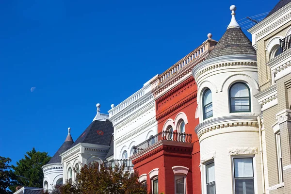 Row Townhouses Washington Early Morning Autumn Usa Suburban Neighborhood Capital — Stock Photo, Image