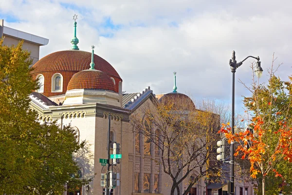 Podzim v čínské čtvrti s šesté a historické synagoga, Washington Dc. — Stock fotografie