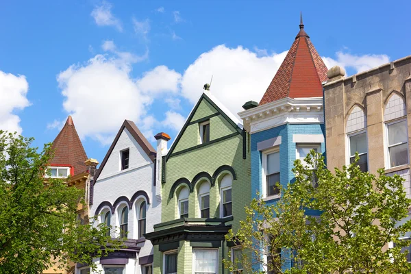 Colorful row houses in Washington DC, USA — Stock Photo, Image