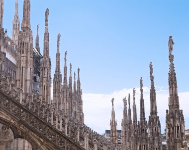Statues on the top of Milan cathedral.