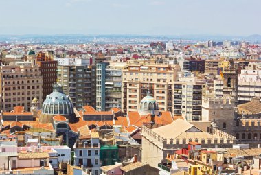 Valencia, İspanya Mercado Merkez Doğum bir havadan görünümü.