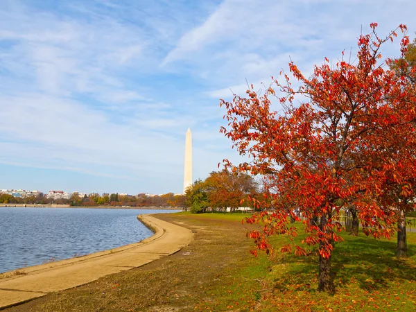 Monument de Washington et bassin des marées en automne . — Photo