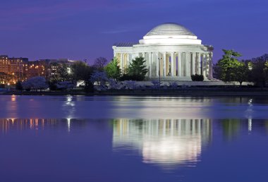 Washington Dc, ABD'deki kiraz çiçeği Festivali sırasında deprem Havzası içinde renkli gündoğumu.