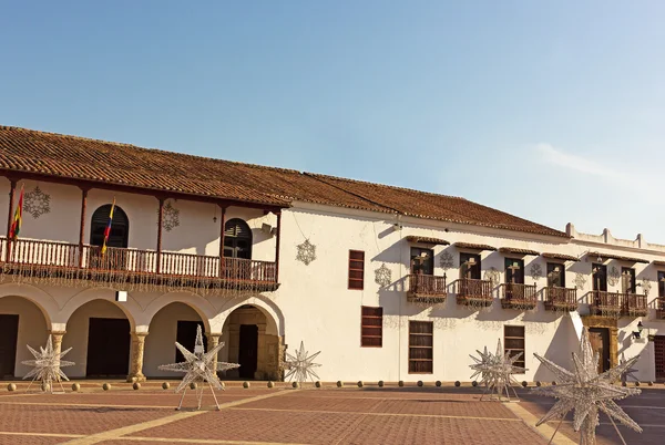 Plaza de La Aduana decorated for Christmas in Cartagena Colombia. — Stock Photo, Image